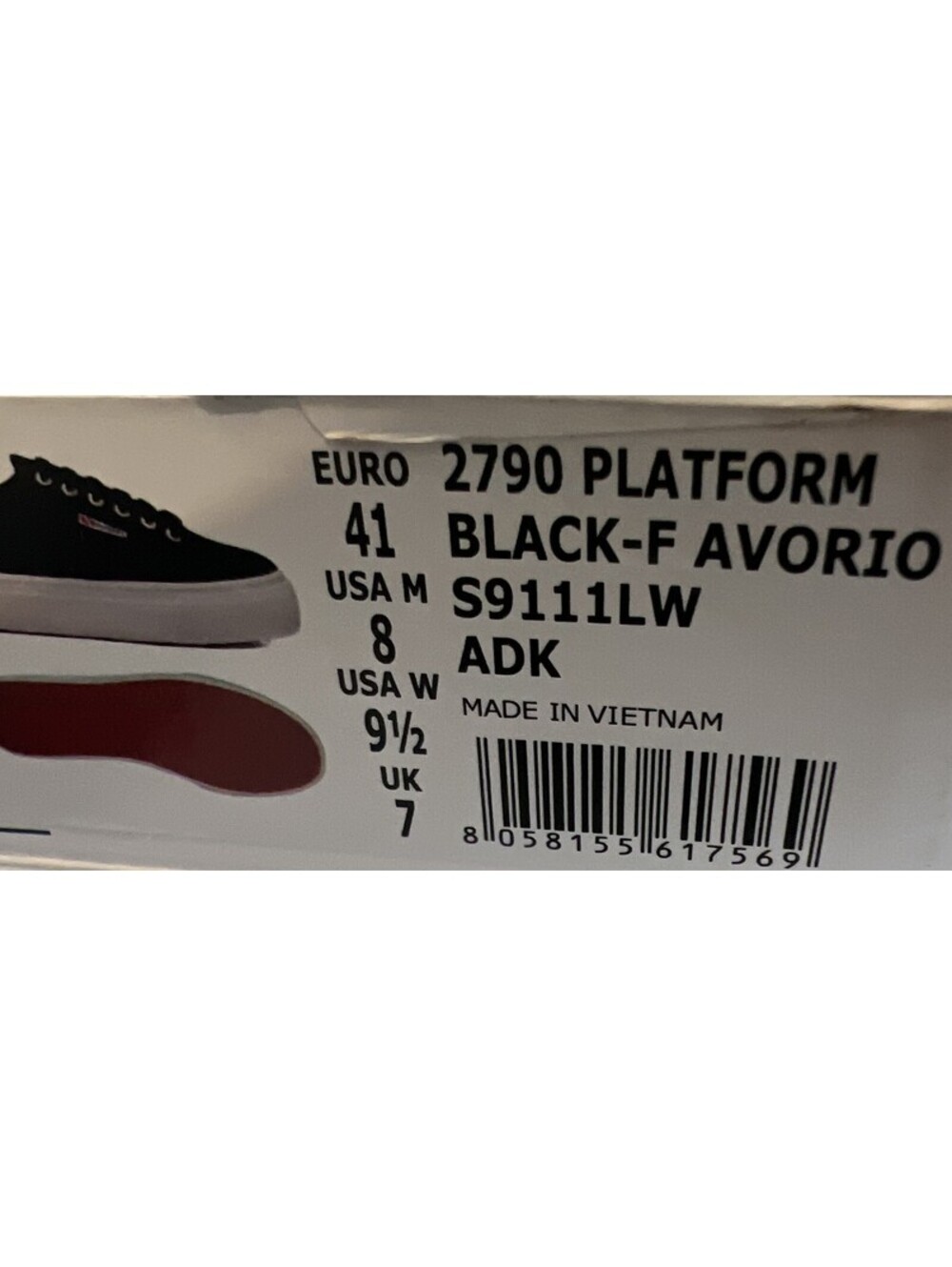 Superga 2790 Low-Top Sneakers Black White Platform Wedge Lace Up Sneaker Sz 9.5 - Picture 6 of 6